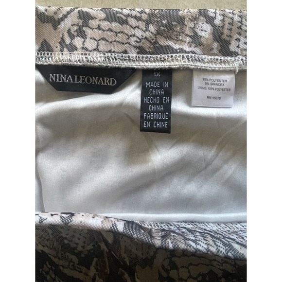 Nina Leonard Skirt 1X Beige Snakeprint Tiered Midi Mesh Elastic Waist Curvy Girl - Picture 5 of 9